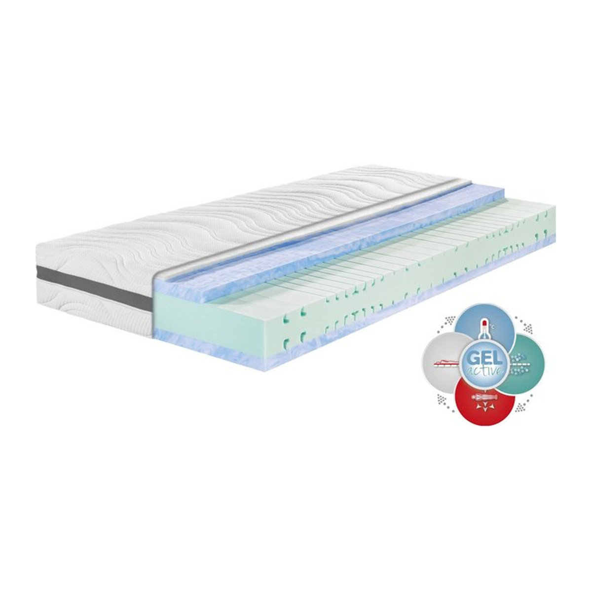 Badenia Trendline BT 320 Plus Gel Active 7-Zonen-Kaltschaum-Matratze in Weiß, H3, Breite: 100 cm, Länge: 200 cm - Bild 1