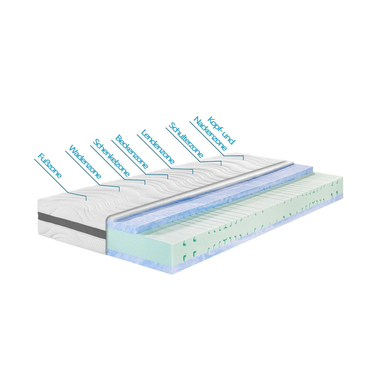 Badenia Trendline BT 320 Plus Gel Active 7-Zonen-Kaltschaum-Matratze in Weiß, H3, Breite: 100 cm, Länge: 200 cm - Bild 2