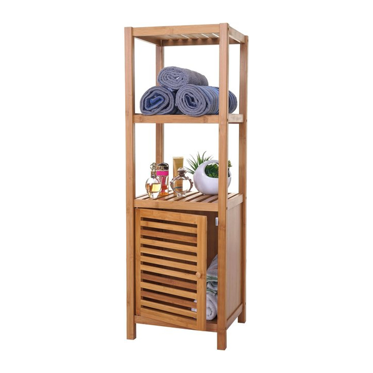 Badregal MCW-B18 Badschrank aus Bambus in Braun, B/T/H: 110 x 36 x 34 cm - Bild 1
