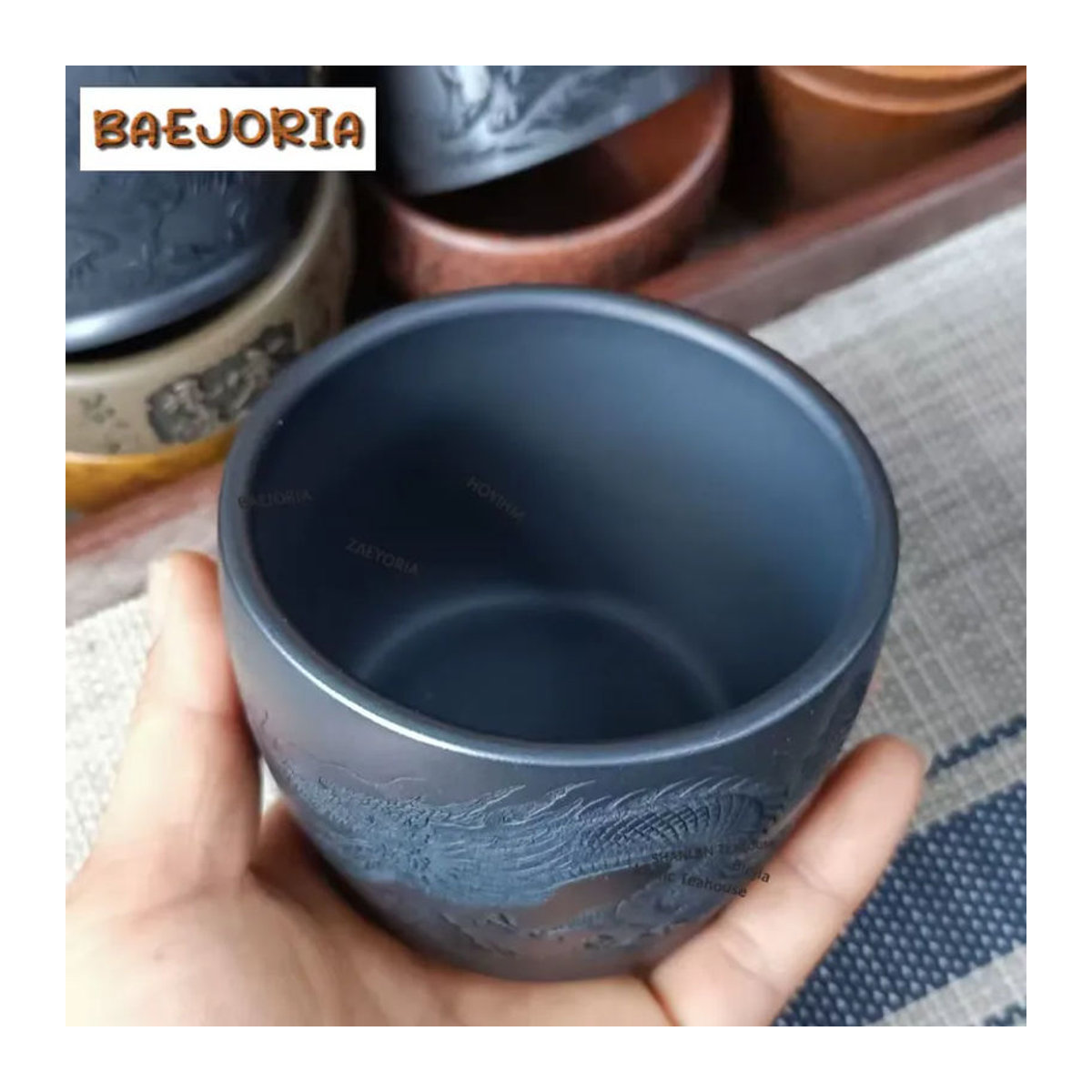 BAEJORIA Vintage Drachen-Teetasse aus Keramik in Lila und Schwarz, 180ml Chazhan Teeschale für Teeverkostung und Meditation - Bild 4