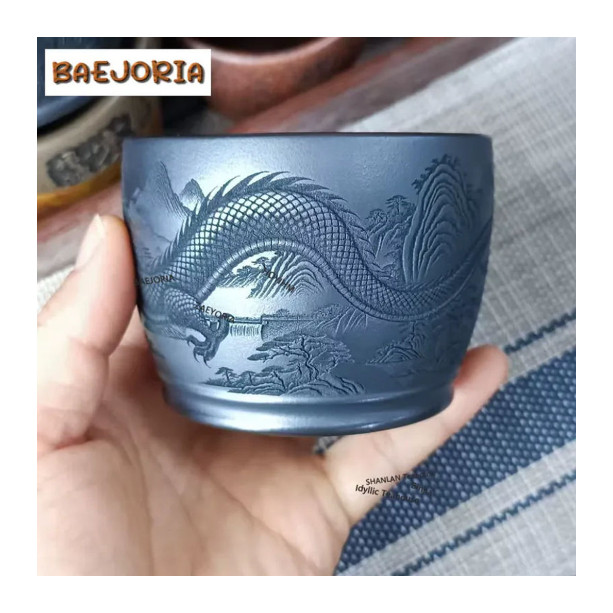 BAEJORIA Vintage Drachen-Teetasse aus Keramik in Lila und Schwarz, 180ml Chazhan Teeschale für Teeverkostung und Meditation - Bild 6