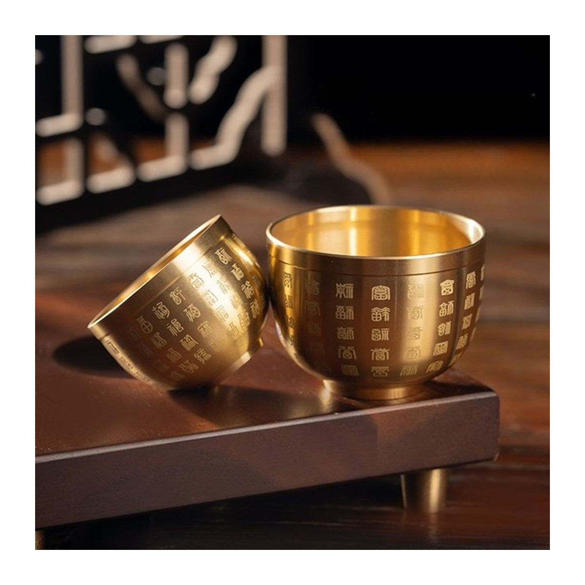 Baifu Segenbecher aus Messing in Gold, kleine Schatztruhe als orientalische Dekoration für Tee- oder Ladeneinrichtungen - Bild 1