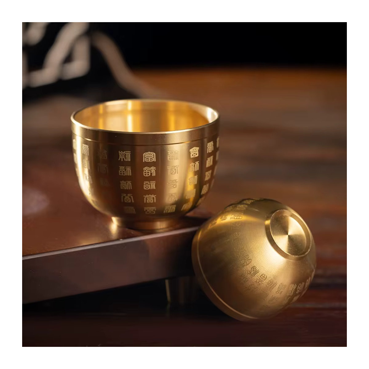 Baifu Segenbecher aus Messing in Gold, kleine Schatztruhe als orientalische Dekoration für Tee- oder Ladeneinrichtungen - Bild 2