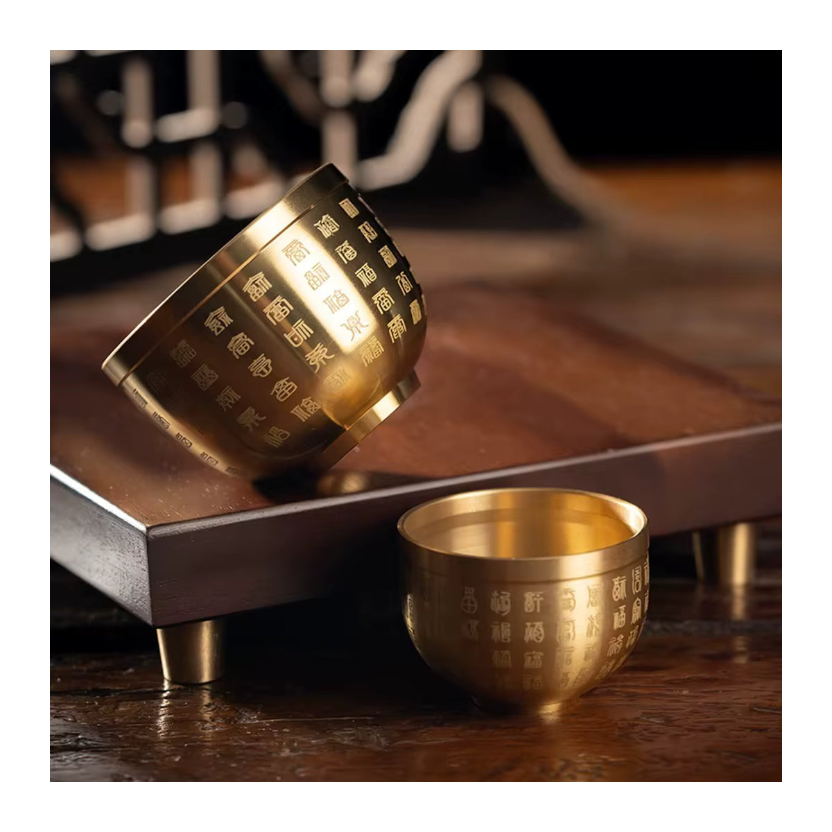 Baifu Segenbecher aus Messing in Gold, kleine Schatztruhe als orientalische Dekoration für Tee- oder Ladeneinrichtungen - Bild 6