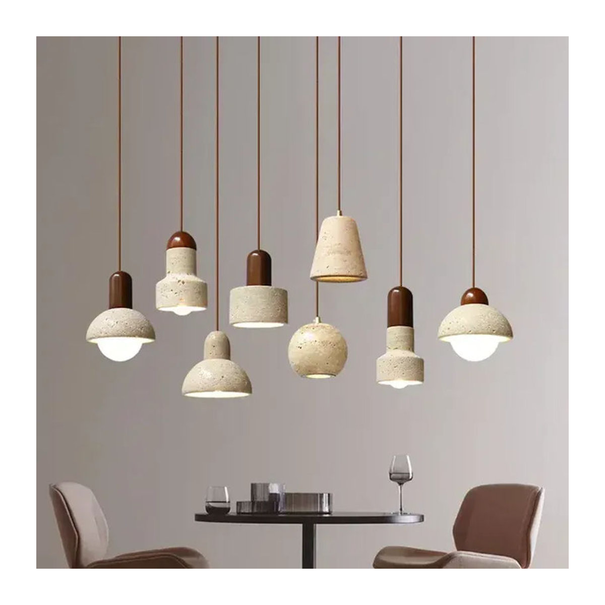 BAIHUAN Pendelleuchte aus gelbem Marmor im Wabi Sabi Design für Esstisch und Kücheninsel - Bild 1