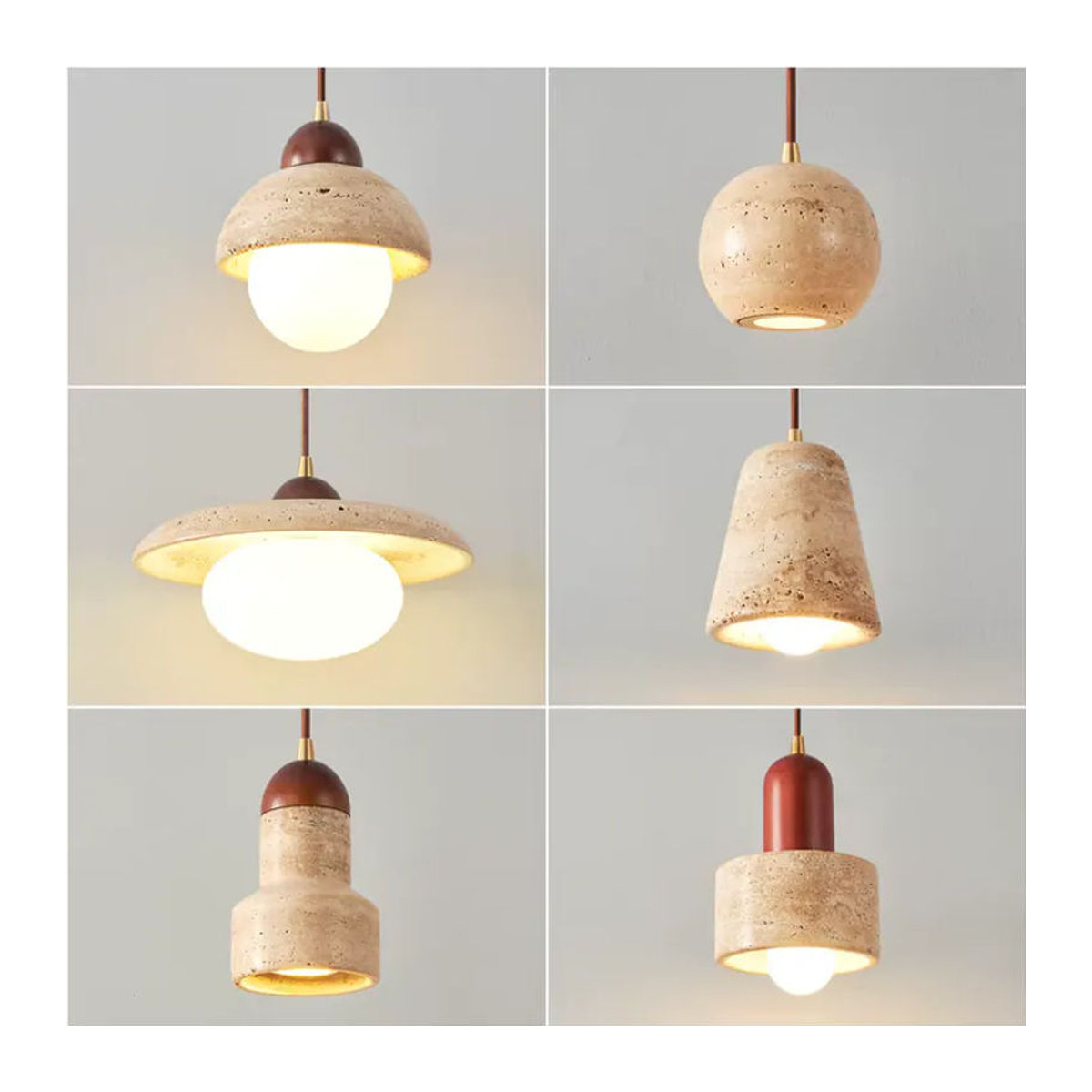 BAIHUAN Pendelleuchte aus gelbem Marmor im Wabi Sabi Design für Esstisch und Kücheninsel - Bild 3