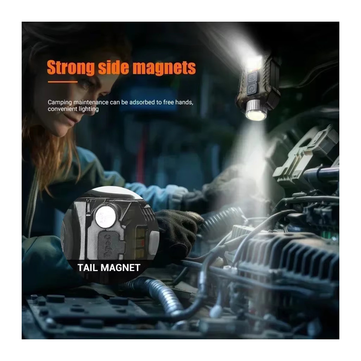 BALDR Induktionsscheinwerfer mit COB-LED-Sensor und wiederaufladbarem Akku, Stirnlampe und Taschenlampe mit 9 Beleuchtungsmodi via USB - Bild 5