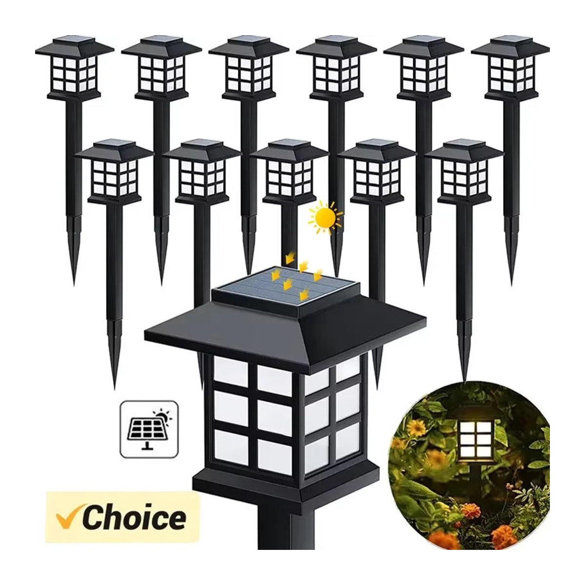 BALDR LED-Solar-Wegeleuchte Klassisch in Schwarz für Garten und Außenbereich - Bild 7