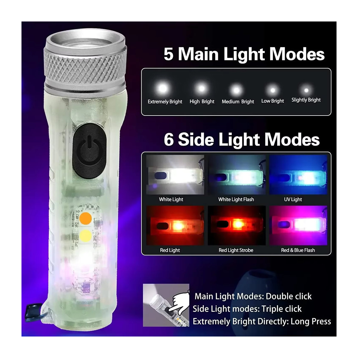 BALDR Multifunktionale Mini-Schlüsselanhänger-Taschenlampe mit LED, wiederaufladbar und magnetisch, in minimalistischem Design - Bild 2
