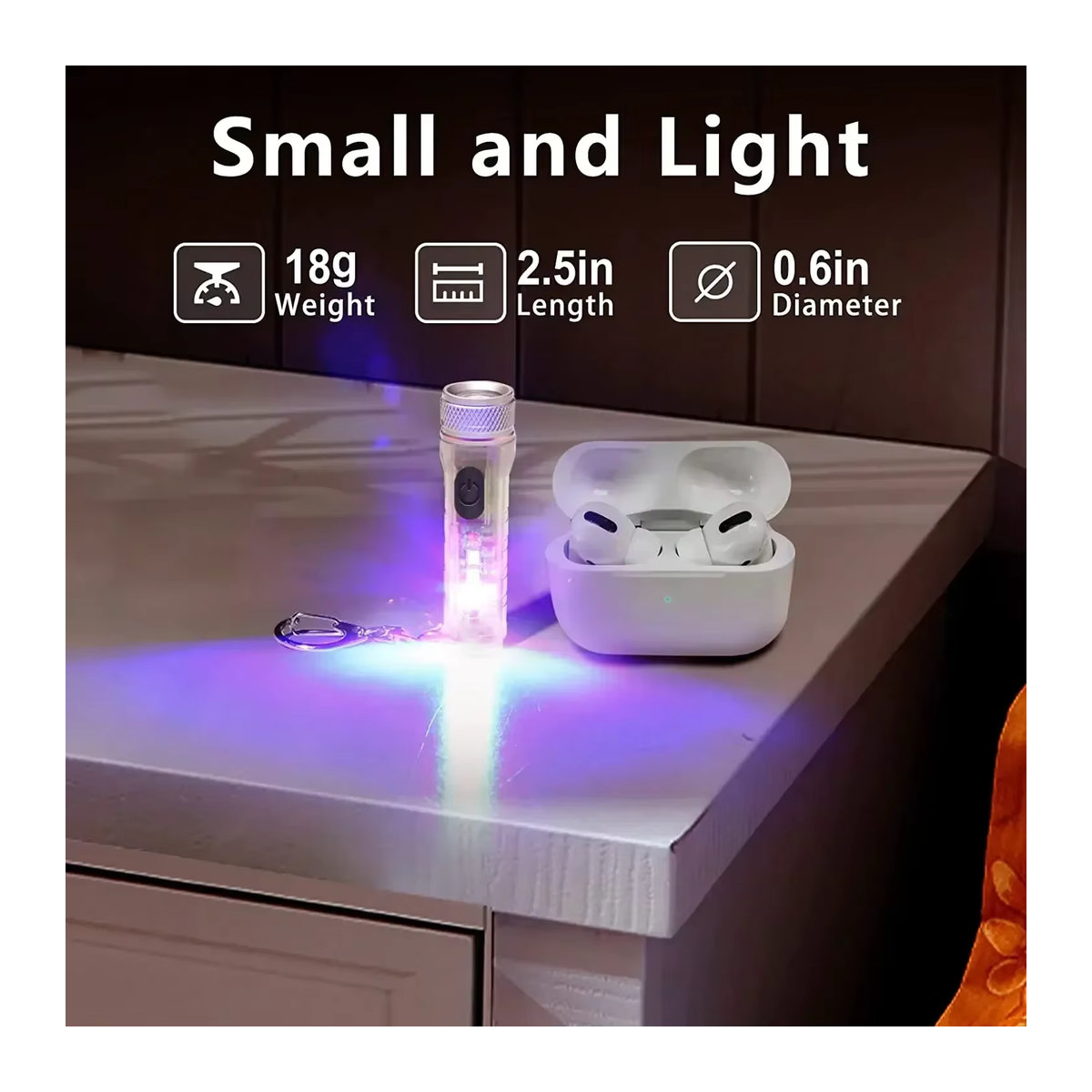 BALDR Multifunktionale Mini-Schlüsselanhänger-Taschenlampe mit LED, wiederaufladbar und magnetisch, in minimalistischem Design - Bild 5