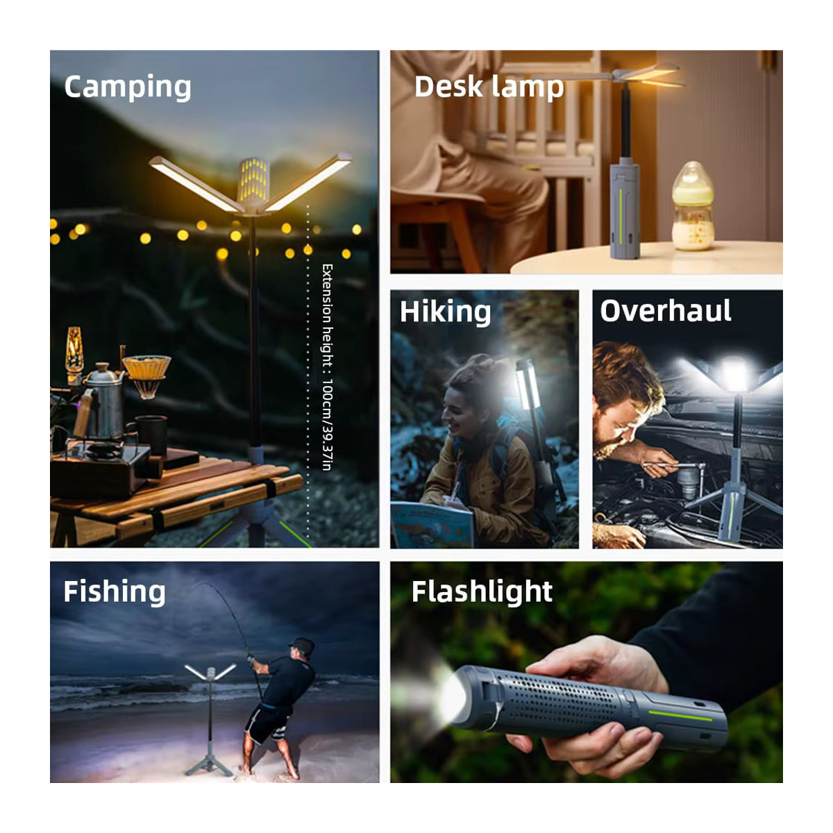 BALDR Teleskopische Campinglaterne mit 40-Zoll-Ständer, 8000mAh Akku, 1000LM LED Arbeitsleuchte und Stativfuß, Wasserdicht und Dimmbar - Bild 2