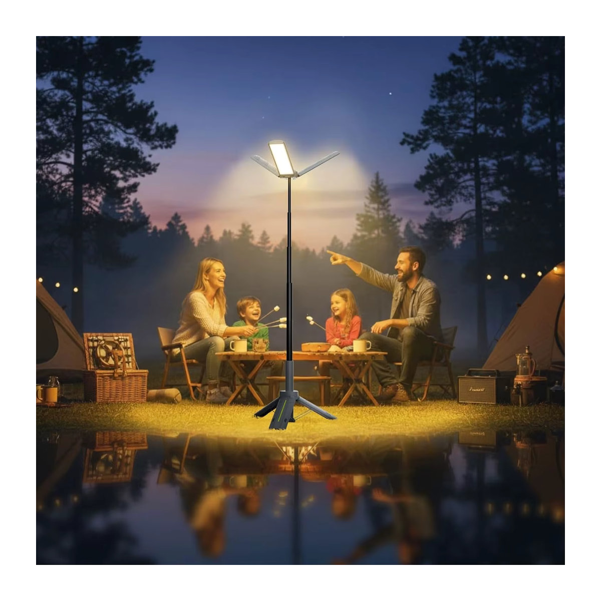 BALDR Teleskopische Campinglaterne mit 40-Zoll-Ständer, 8000mAh Akku, 1000LM LED Arbeitsleuchte und Stativfuß, Wasserdicht und Dimmbar - Bild 6