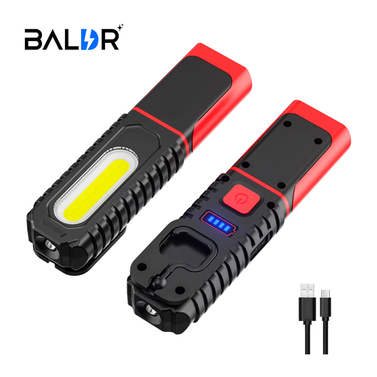 BALDR Tragbare COB-LED-Arbeitsleuchte mit Magnet und 1200 mAh Akku, USB-wiederaufladbare Camping-Taschenlampe und Hängelampe - Bild 2