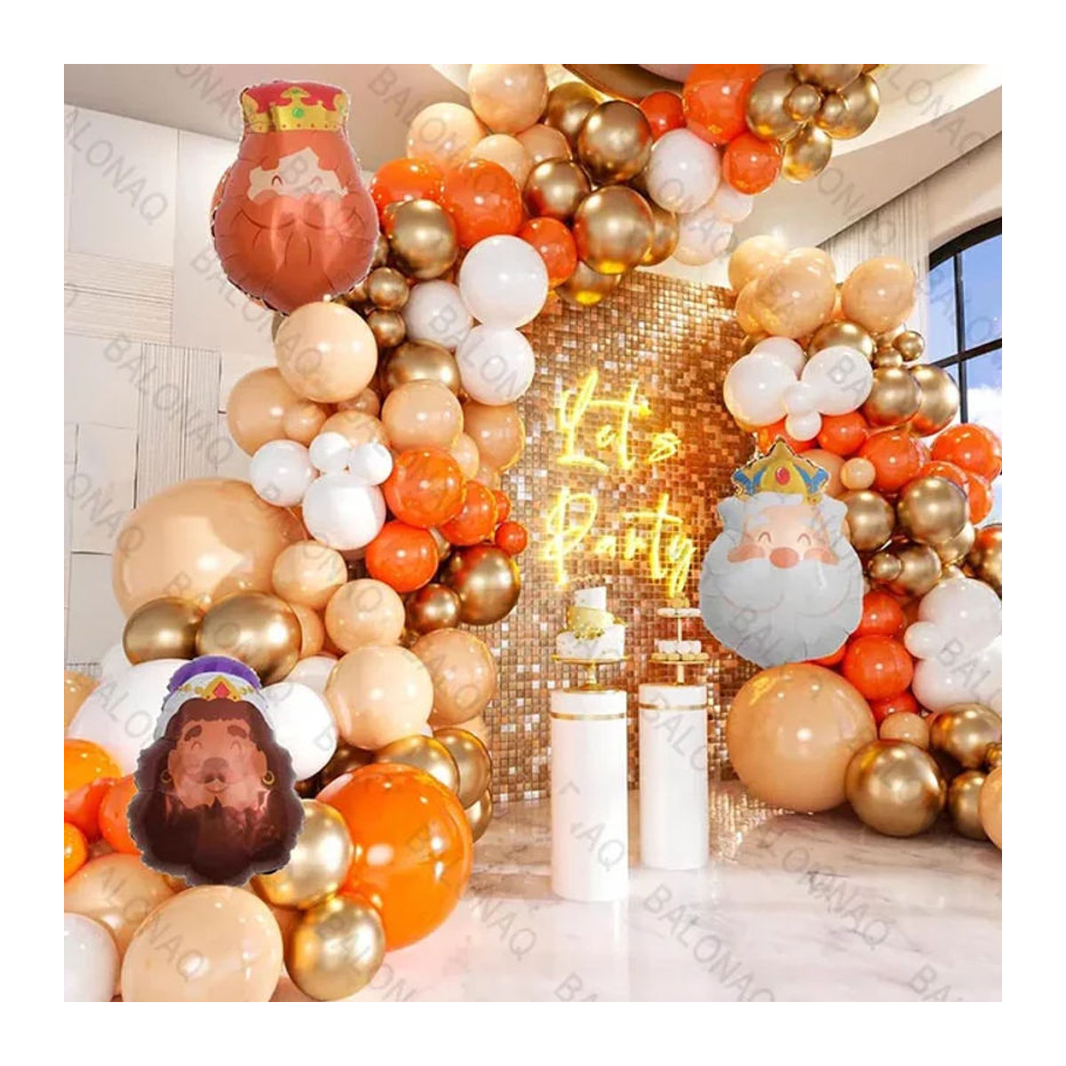BALONAQ Aluminium Ballon Set Garland Arch Kit für Geburtstag und Weihnachten, mehrfarbig und rot - Bild 1