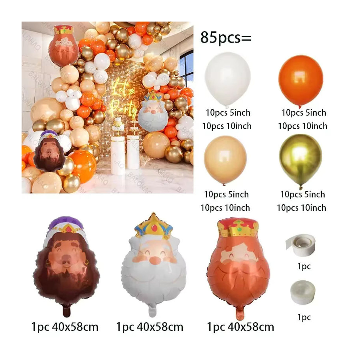 BALONAQ Aluminium Ballon Set Garland Arch Kit für Geburtstag und Weihnachten, mehrfarbig und rot - Bild 2