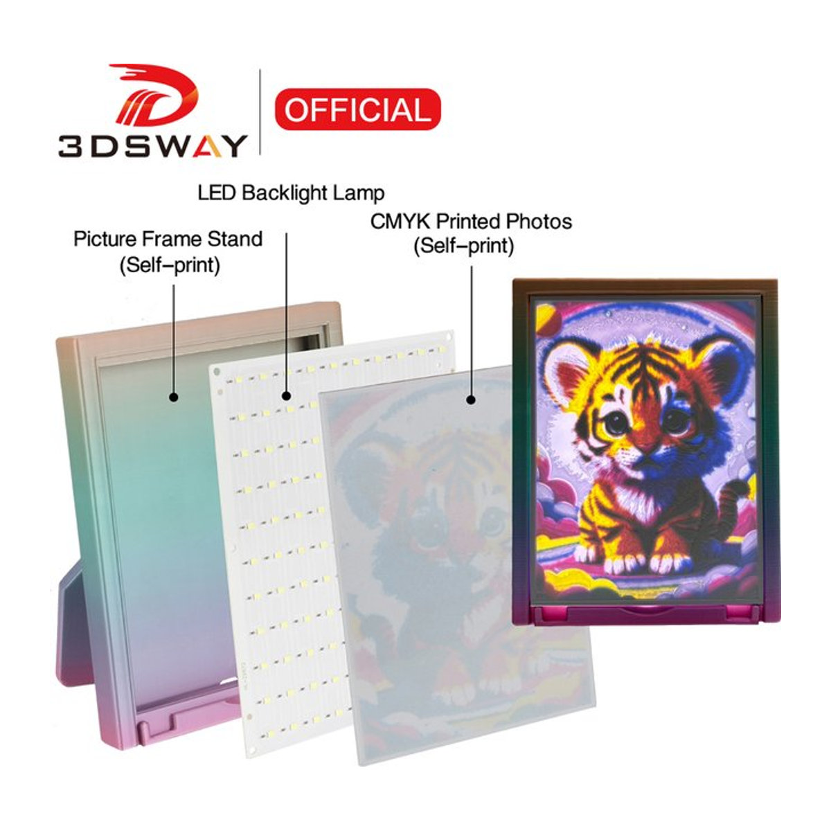 Bambu Lab Lithophan LED Panel CMYK Bundle für 3D-Druck mit Hintergrundbeleuchtung und PLA-Grundplatte - Bild 1