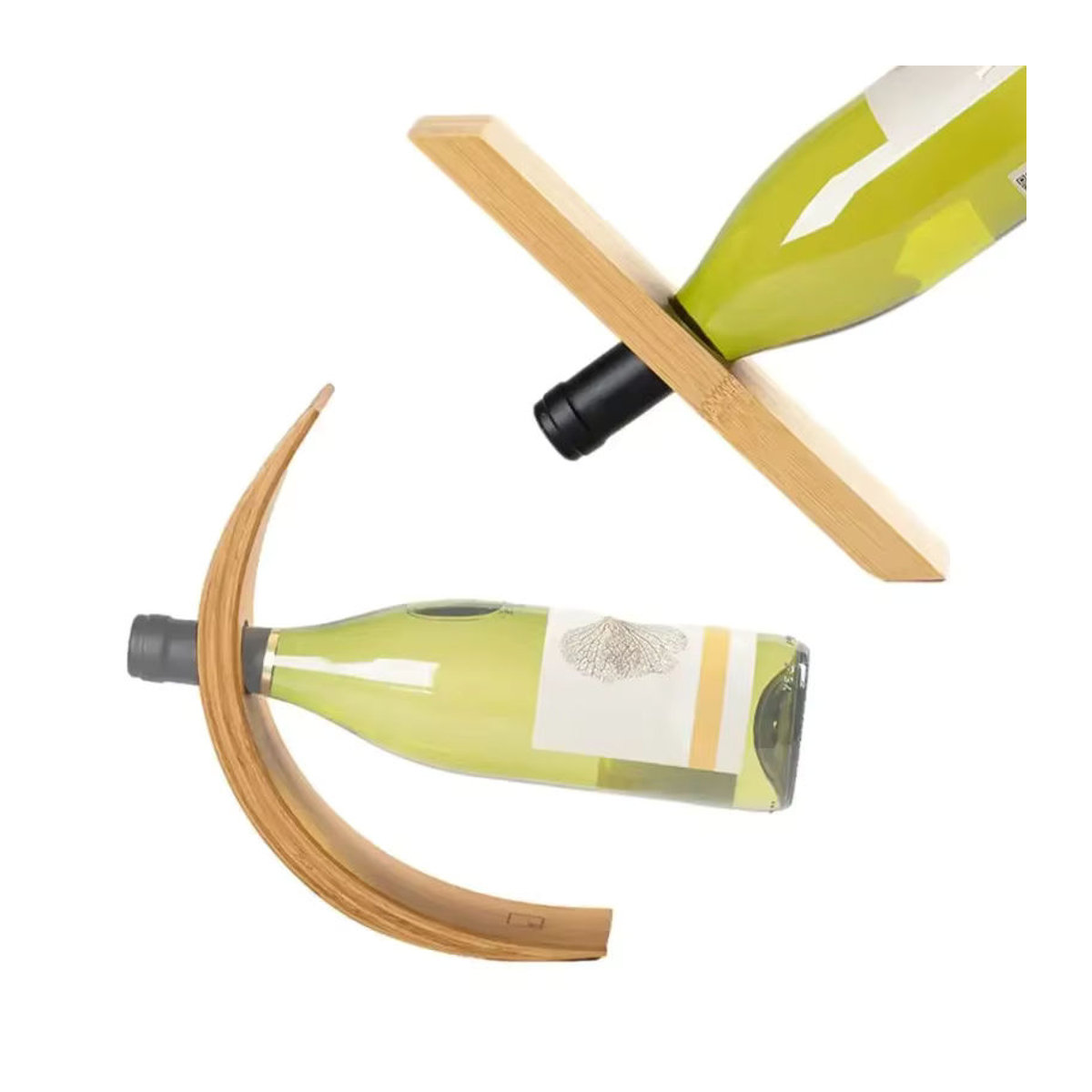 Bambus Balance Rotwein Rack Braun – Kreativer Flaschenständer aus Holz für die dekorative Präsentation einzelner Weinflaschen - Bild 3