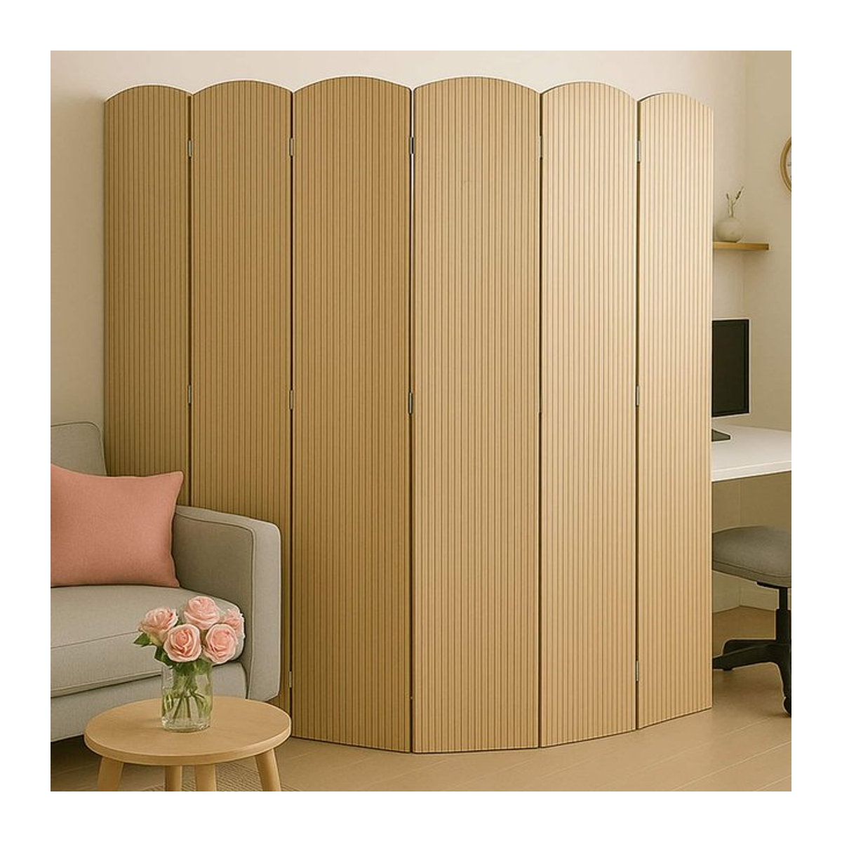 Bambus Paravent MCW-O30 als Raumteiler und Sichtschutz in Braun, 6 Paneele, H x B x T: 245 x 170 x 0 cm - Bild 1