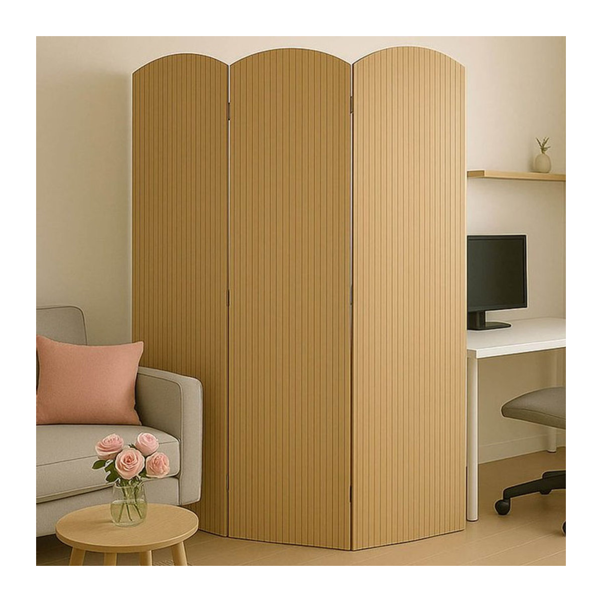 Bambus Paravent MCW Raumteiler Trennwand Sichtschutz aus 3 Paneelen, Farbe: Braun, Höhe: 170 cm, Breite: 120 cm - Bild 1