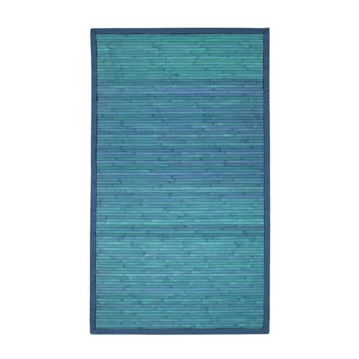 Bambusteppich Latten mit blauer Borte, Farbe: Blau, B/T: 70 x 120 cm - Bild 1