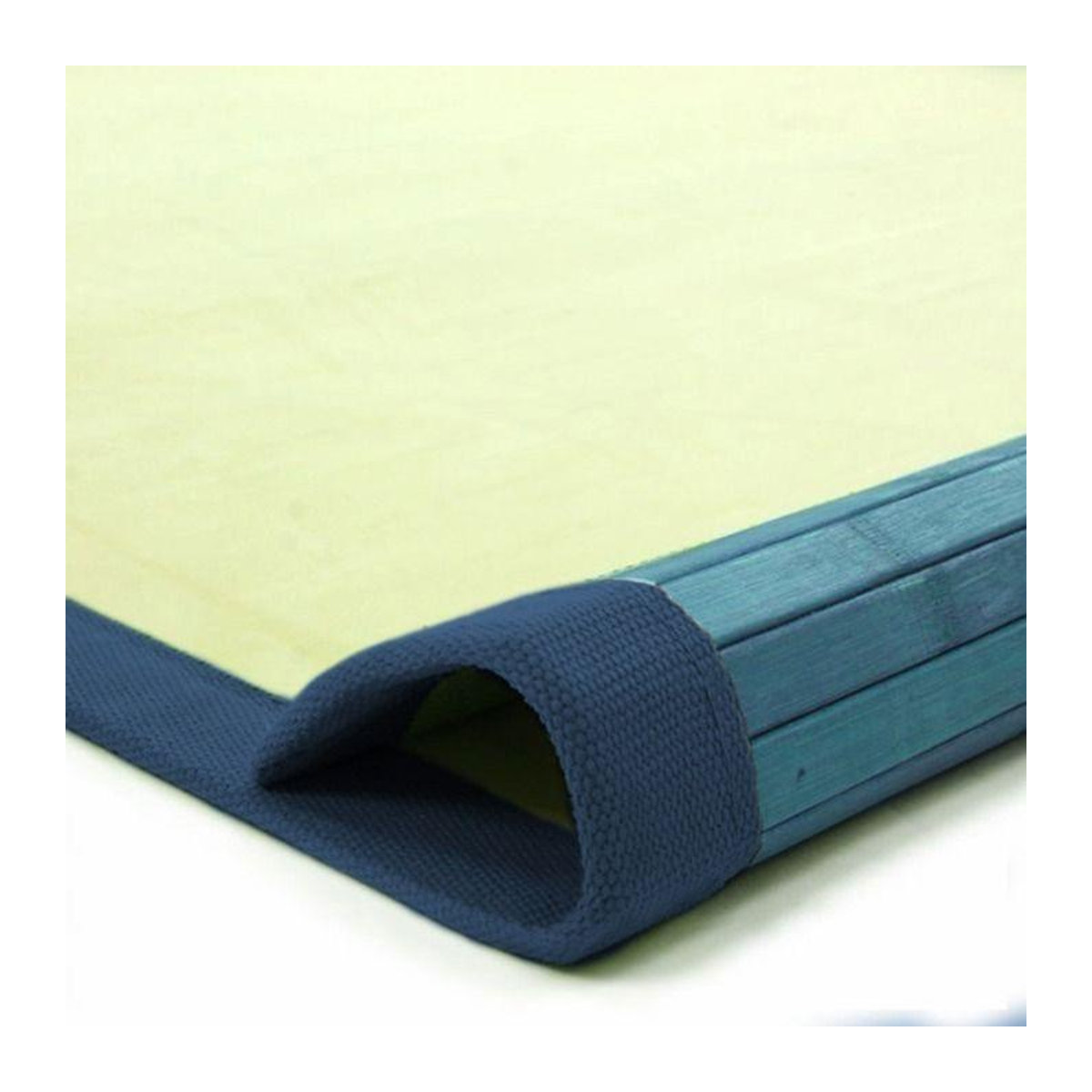 Bambusteppich Latten mit blauer Borte, Farbe: Blau, B/T: 70 x 120 cm - Bild 2