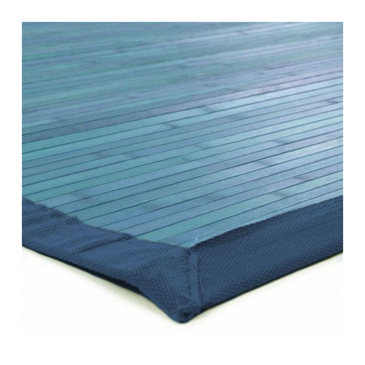 Bambusteppich Latten mit blauer Borte, Farbe: Blau, B/T: 70 x 120 cm - Bild 3