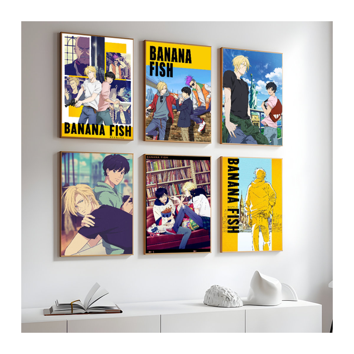 BANANA FISH Wanddekoration Selbstklebender Kunst Aufkleber aus Papier, Mehrfarbig, Rechteckig - Bild 1