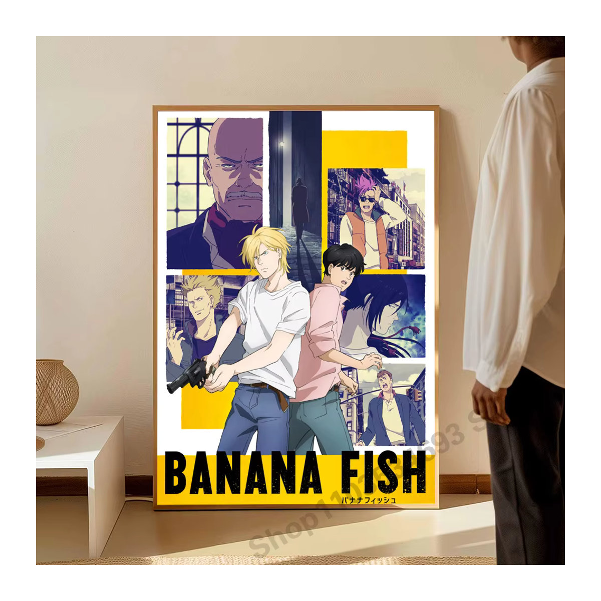 BANANA FISH Wanddekoration Selbstklebender Kunst Aufkleber aus Papier, Mehrfarbig, Rechteckig - Bild 3