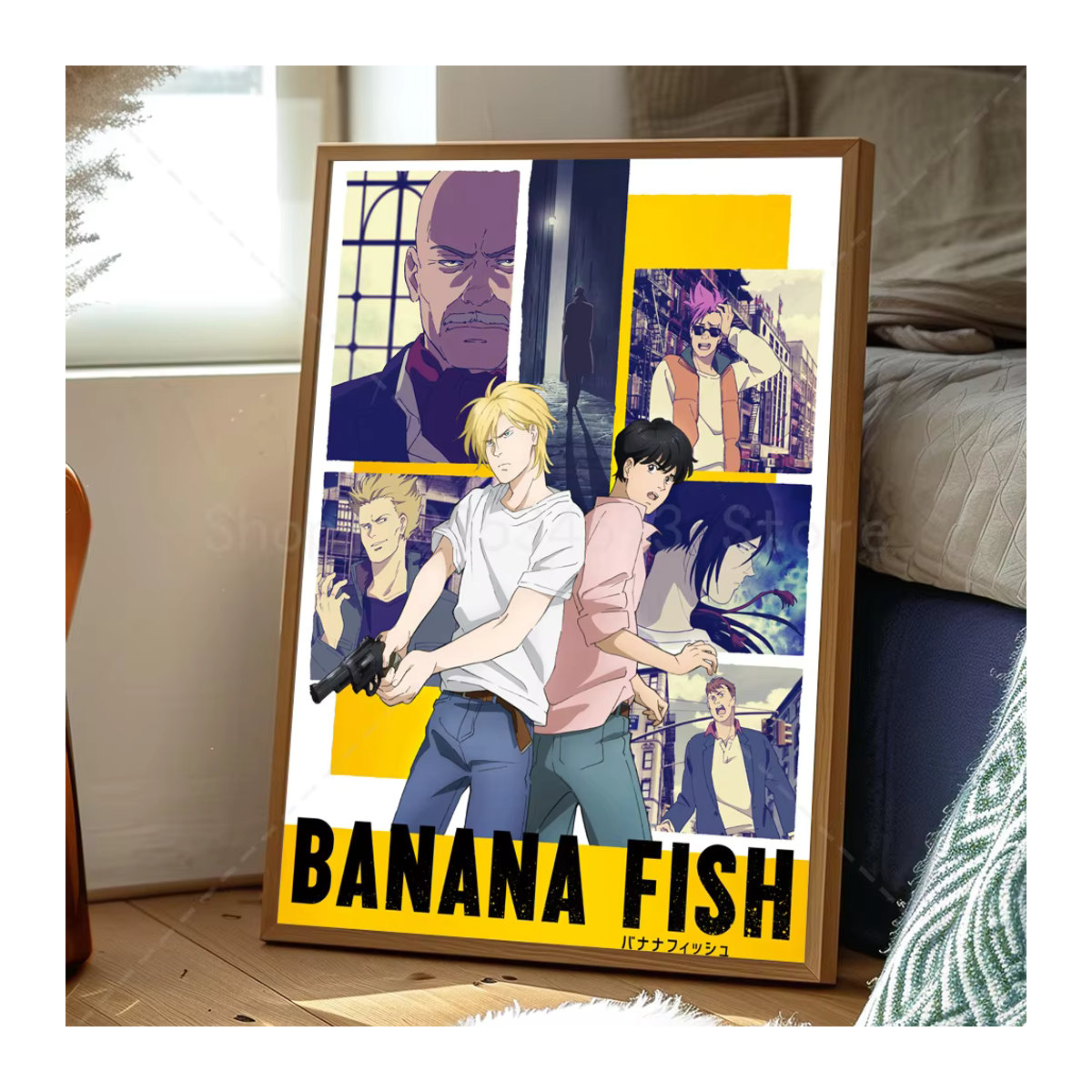 BANANA FISH Wanddekoration Selbstklebender Kunst Aufkleber aus Papier, Mehrfarbig, Rechteckig - Bild 4