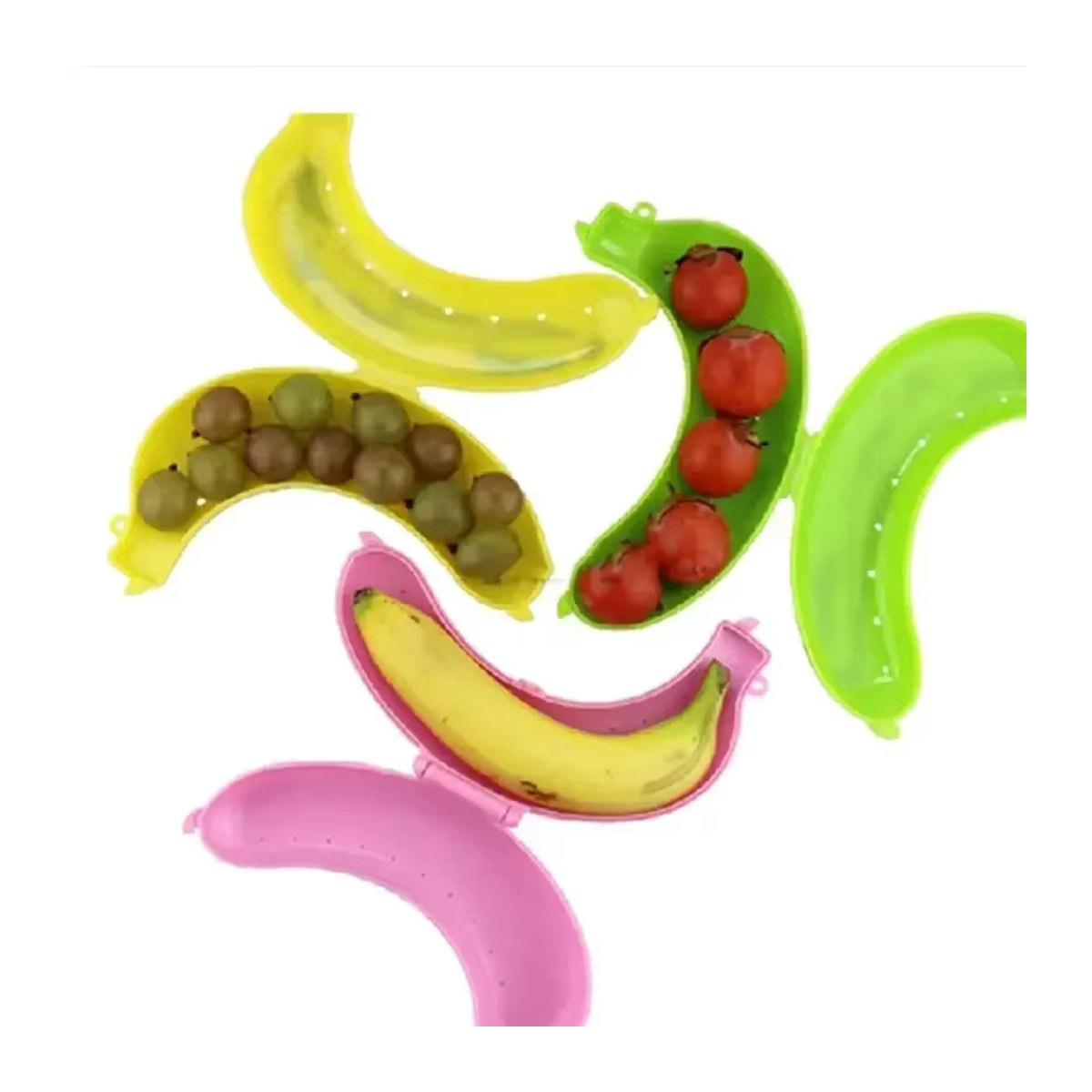 Bananen-Schutzbehälter für unterwegs in Gelb und Bunt als praktische Aufbewahrungsbox für Obst und Snacks - Bild 2