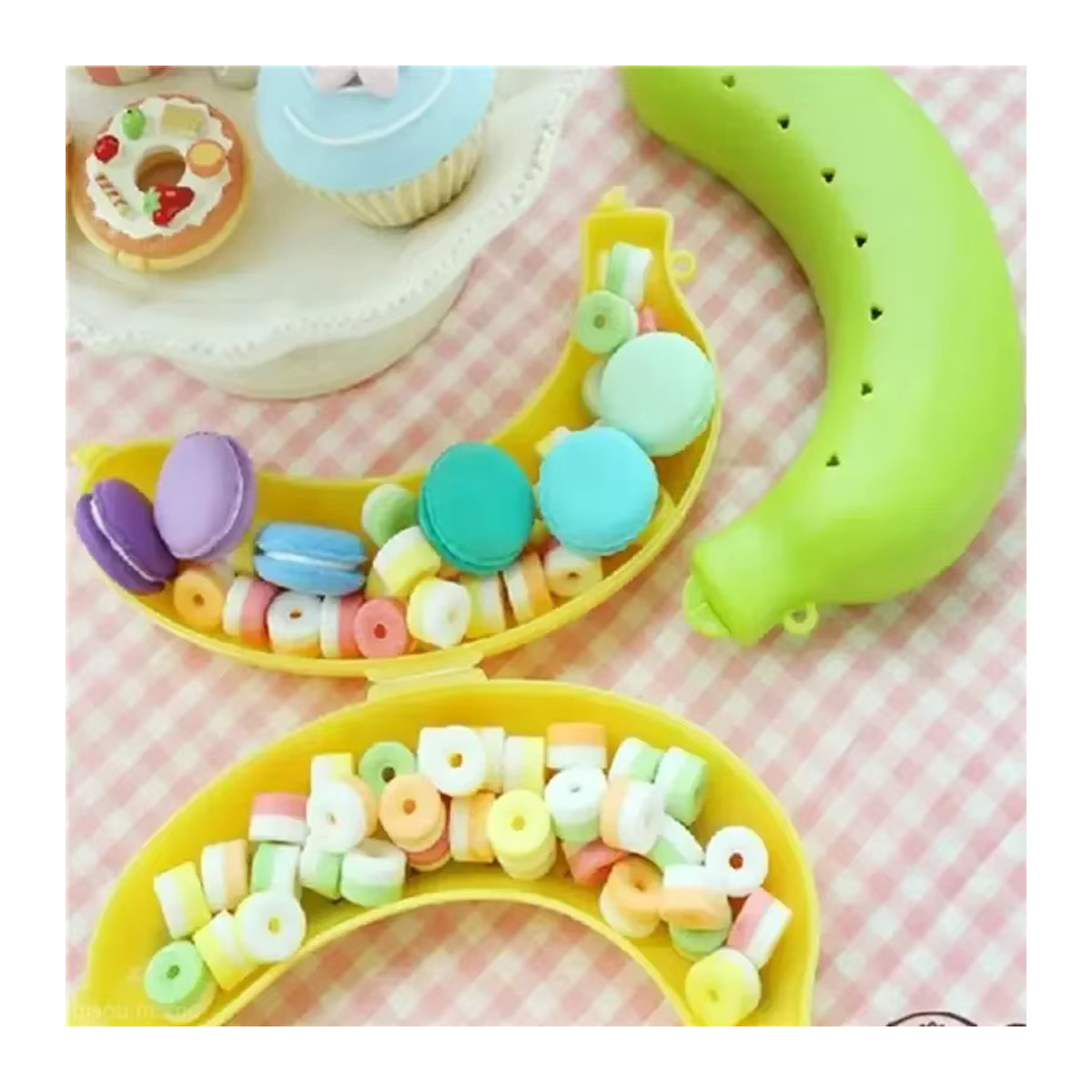 Bananen-Schutzbehälter für unterwegs in Gelb und Bunt als praktische Aufbewahrungsbox für Obst und Snacks - Bild 3