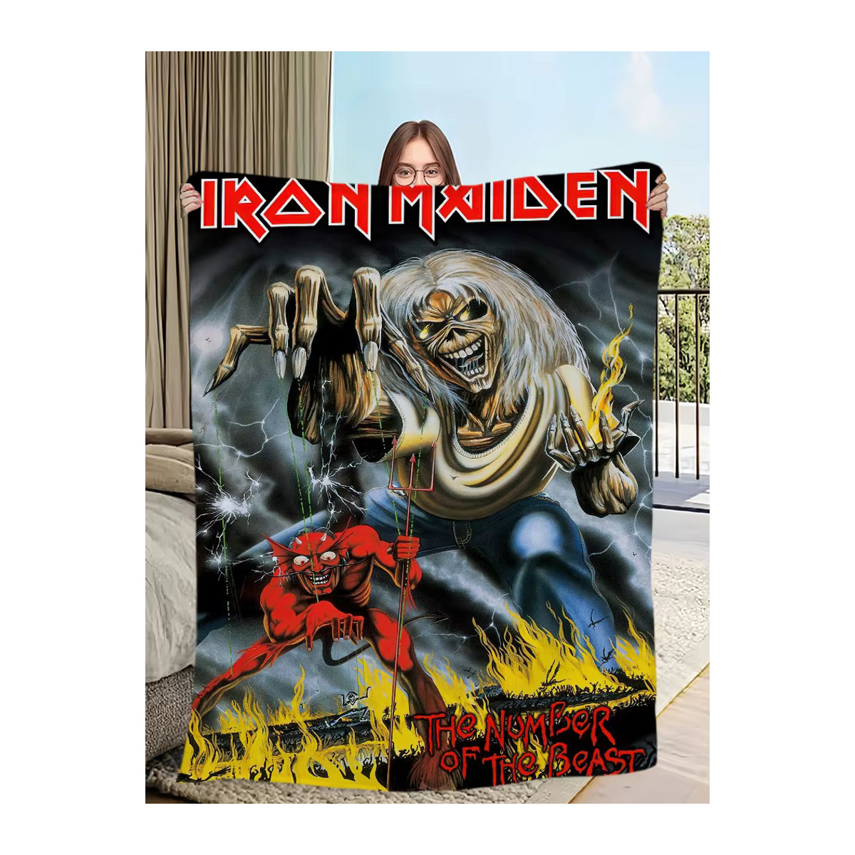 Band I-Iron M-Maidens Plüschdecke aus Fleece in Mehrfarbig für Sofa und Schlafzimmer - Bild 7
