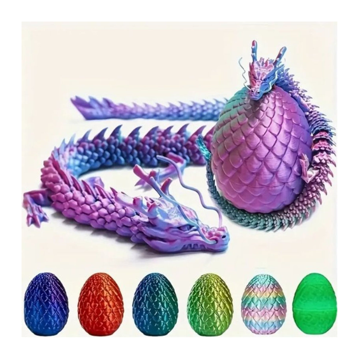 Bandai 3D-Überraschungsei mit chinesischem Drachen als bewegliche Mini-Gelenk-Dekoration aus Kunstharz in Rot, Grün oder Mehrfarbig - Bild 1