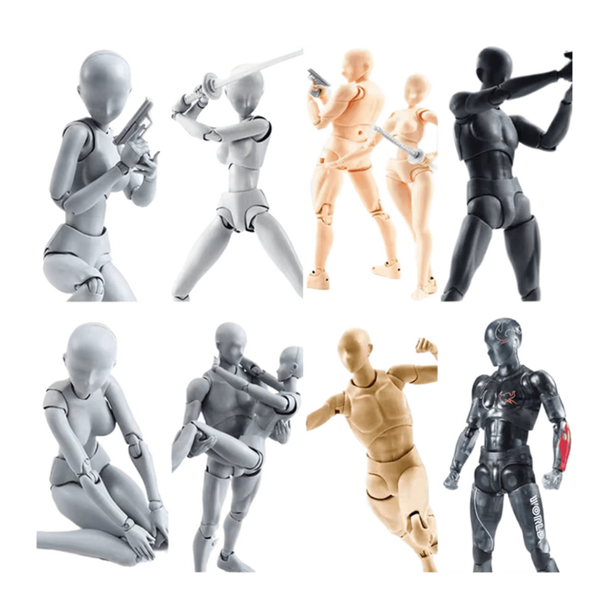 Bandai Actionfigur Body Kun Pose Play in Grau, Schwarz und Orange aus Kunststoff - Bild 1