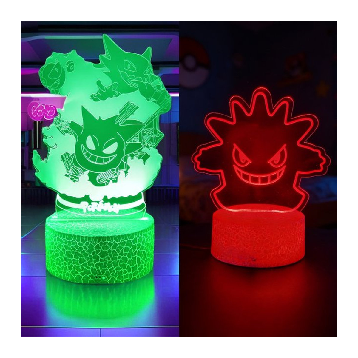 Bandai Anime 3D LED Nachtlicht Gengar Haunter Gastly Tischlampe in Bunt - Bild 1