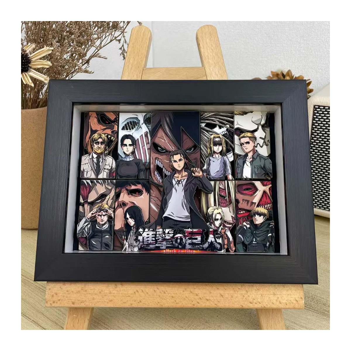 Bandai Anime Angriff auf Titan 3D Kunstmalerei Figur Eren Jaeger und Mikasa Ackerman als dekoratives Sammlerstück in Mehrfarbig - Bild 2