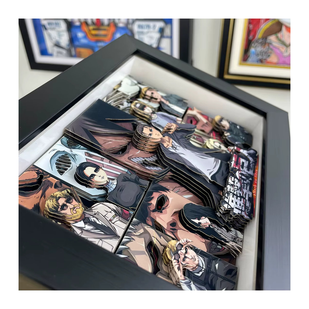 Bandai Anime Angriff auf Titan 3D Kunstmalerei Figur Eren Jaeger und Mikasa Ackerman als dekoratives Sammlerstück in Mehrfarbig - Bild 4