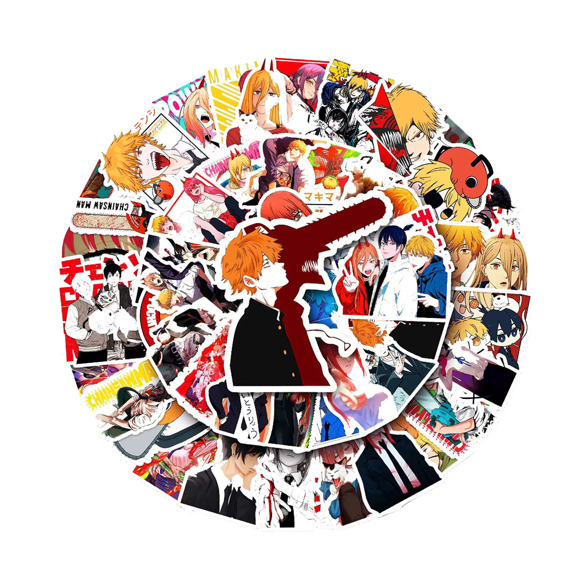 Bandai Anime Aufkleber Set mit Kettensägen-Mann Motiven in Mehrfarbig für DIY Dekoration von Telefon, Wasserflaschen und Koffern - Bild 4