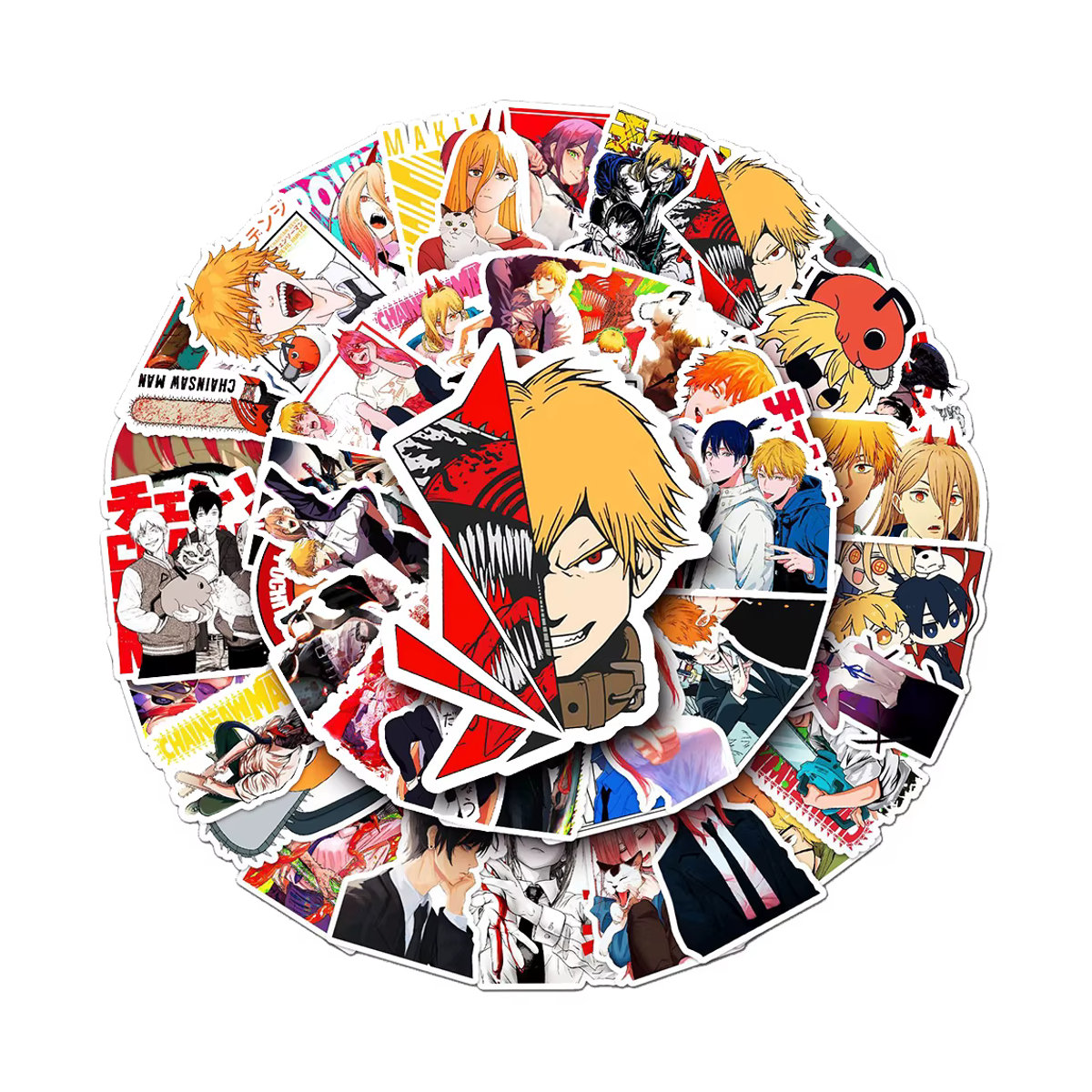 Bandai Anime Aufkleber Set mit Kettensägen-Mann Motiven in Mehrfarbig für DIY Dekoration von Telefon, Wasserflaschen und Koffern - Bild 5