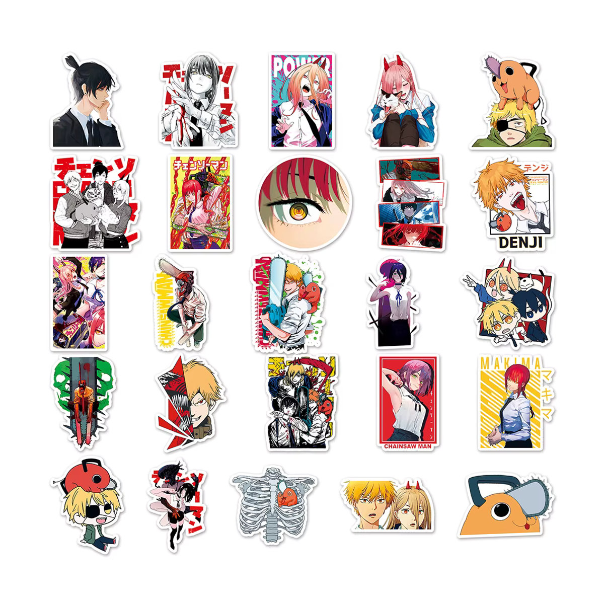Bandai Anime Aufkleber Set mit Kettensägen-Mann Motiven in Mehrfarbig für DIY Dekoration von Telefon, Wasserflaschen und Koffern - Bild 6