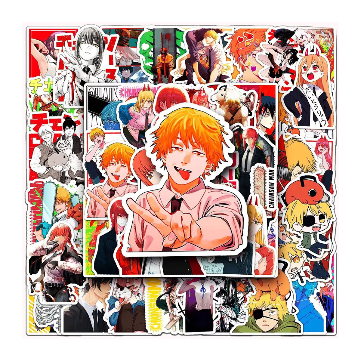 Bandai Anime Aufkleber Set mit Kettensägen-Mann Motiven in Mehrfarbig für DIY Dekoration von Telefon, Wasserflaschen und Koffern - Bild 7