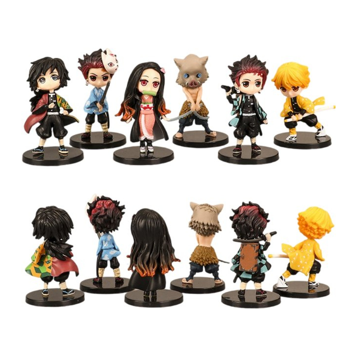 Bandai Anime Dämon Slayer Figuren Set 6-teilig, Kamado Tanjirou und Kamado Nezuko Mini Edition, mehrfarbig, Höhe: 7 cm - Bild 1