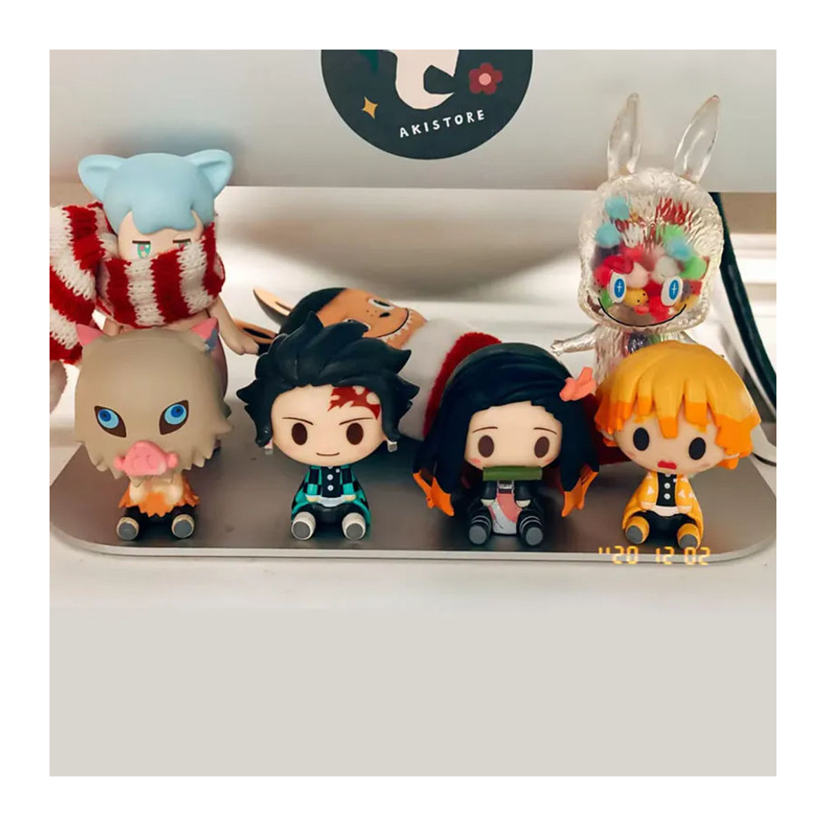 Bandai Anime Demon Slayer Mini-Figuren Set aus Kunststoff, 4 Stück Kawaii Actionfiguren von Nezuko, Tanjirou, Zenitsu und Inosuke, mehrfarbig - Bild 4