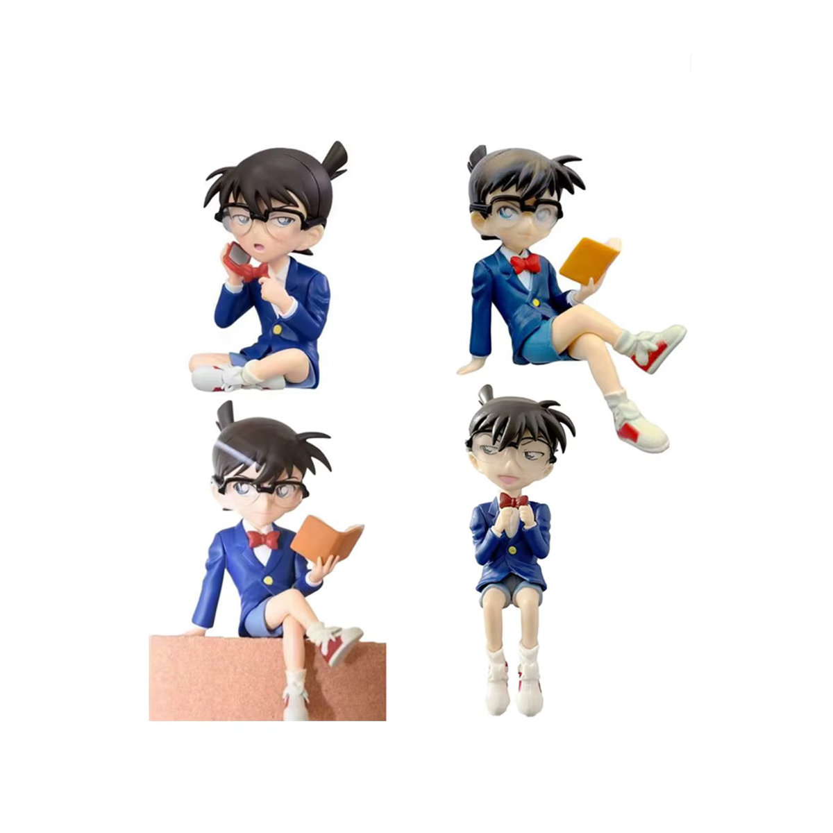 Bandai Anime Detektiv Conan Actionfigur in Blau, Sitzende Pose mit Buch und Telefon aus Kunststoff - Bild 7