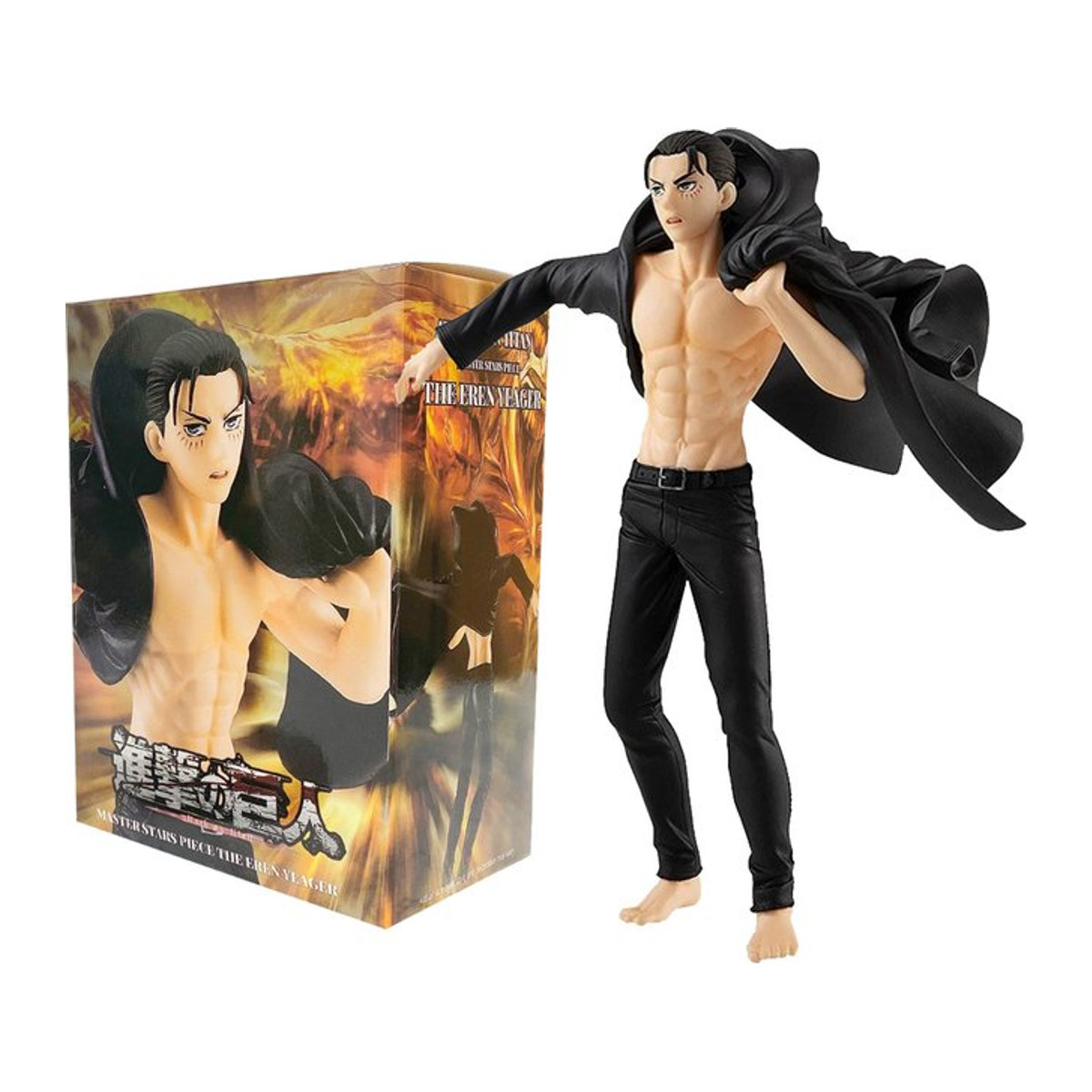 Bandai Anime Eren Jaeger Figur in Schwarz mit Umhang aus Kunststoff, Höhe: 18,5 cm - Bild 1