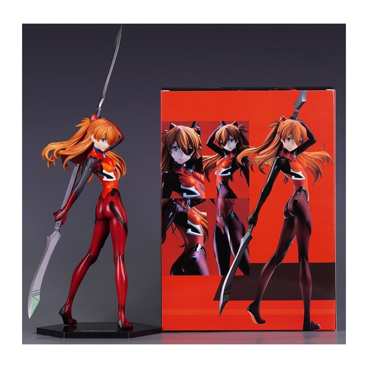 Bandai Anime EVA Asuka Kampfform Actionfigur in stehender Pose, rote PVC-Modell Statue für Sammler, Höhe: 28 cm - Bild 1