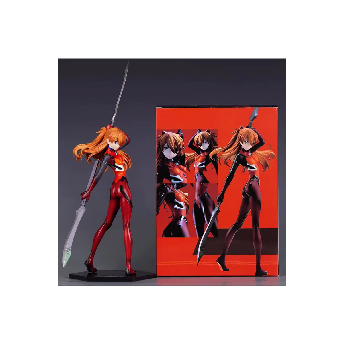 Bandai Anime EVA Asuka Kampfform Actionfigur in stehender Pose, rote PVC-Modell Statue für Sammler, Höhe: 28 cm - Bild 5