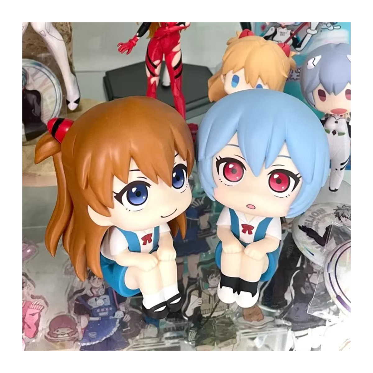 Bandai Anime Evangelion Actionfiguren Ayanami Rei und Souryuu Asuka Langley sitzende PVC Modelle mehrfarbig - Bild 3