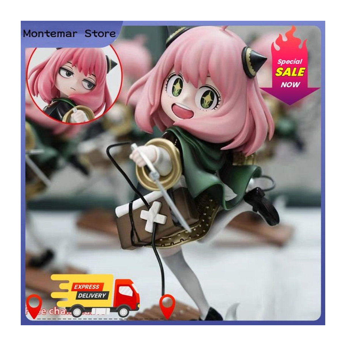 Bandai Anime Figur Anya Spy Family und Levi Ackerman Angriff auf Titan Modell aus Kunststoff, mehrfarbig, Schreibtischdekoration - Bild 1