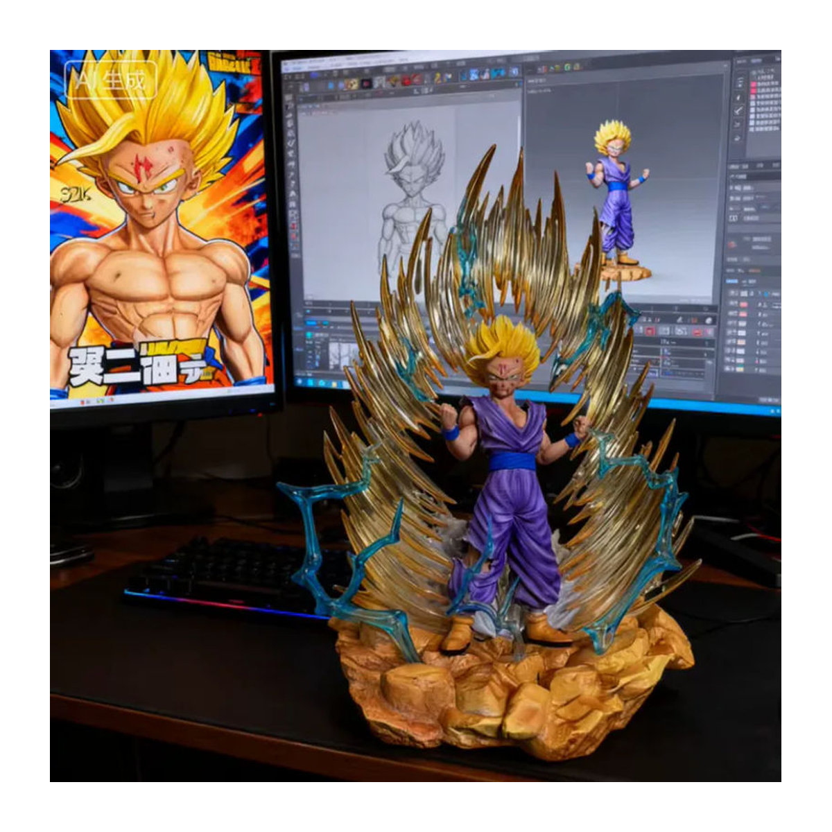 Bandai Anime-Figur aus Kunststoff mit LED-Beleuchtung und austauschbarem Oberkörper, mehrfarbige Sammlerstatue zur Schreibtischdekoration - Bild 3